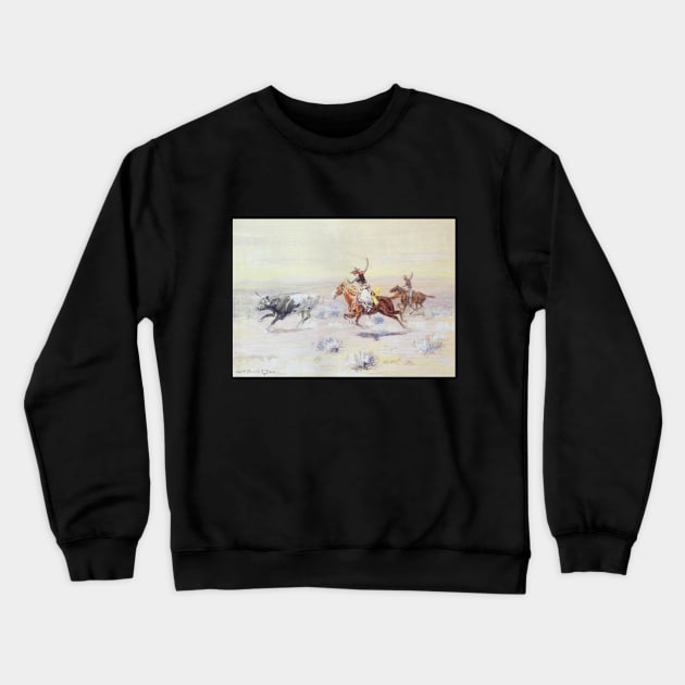 Cowboys from the Bar Triangle by Charles Marion Russell Crewneck Sweatshirt by MasterpieceCafe